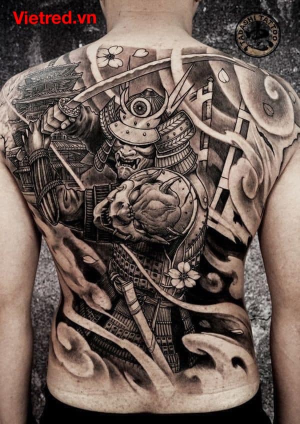 224055-hinh-xam-samurai-full-lung hình xăm samurai trắng đen
