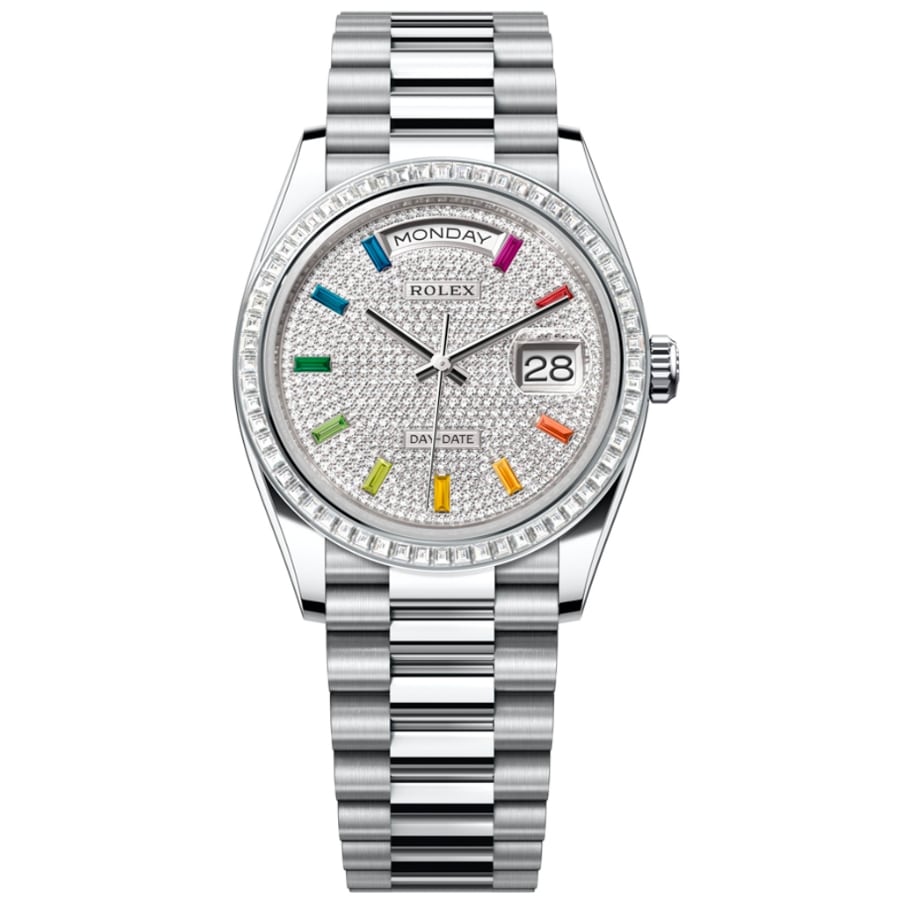 dong-ho-rolex-daydate-36-128396tbr-0006-mat-so-kim-cuong-mau-bac-day-deo-president-thep-8 Đồng Hồ Rolex Daydate 36 128396TBR-0006 Mặt Số Kim Cương Màu Bạc Dây Đeo President Thép