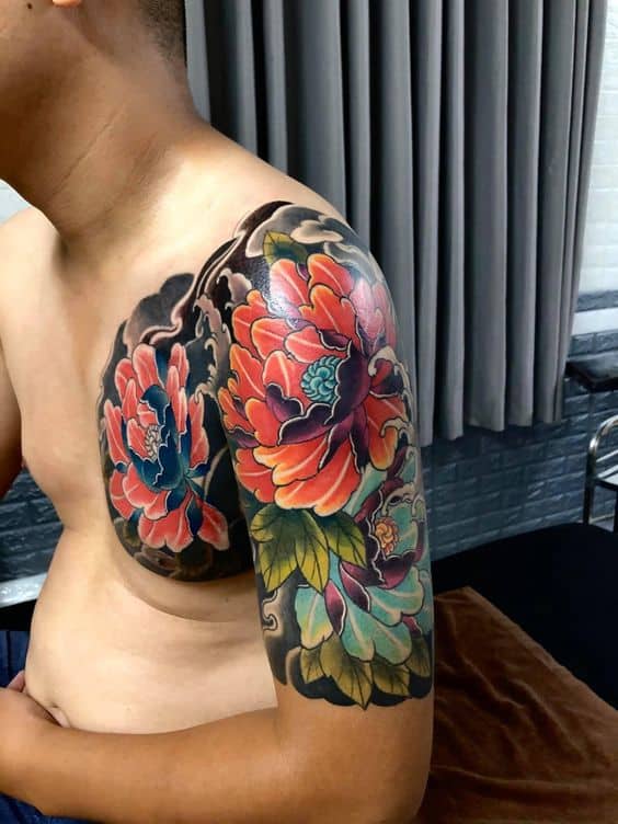 hinh-xam-hoa-mau-don-duoc-phai-nam-ua-chuong hình xăm hoa mẫu đơn được phái nam ưa chuộng