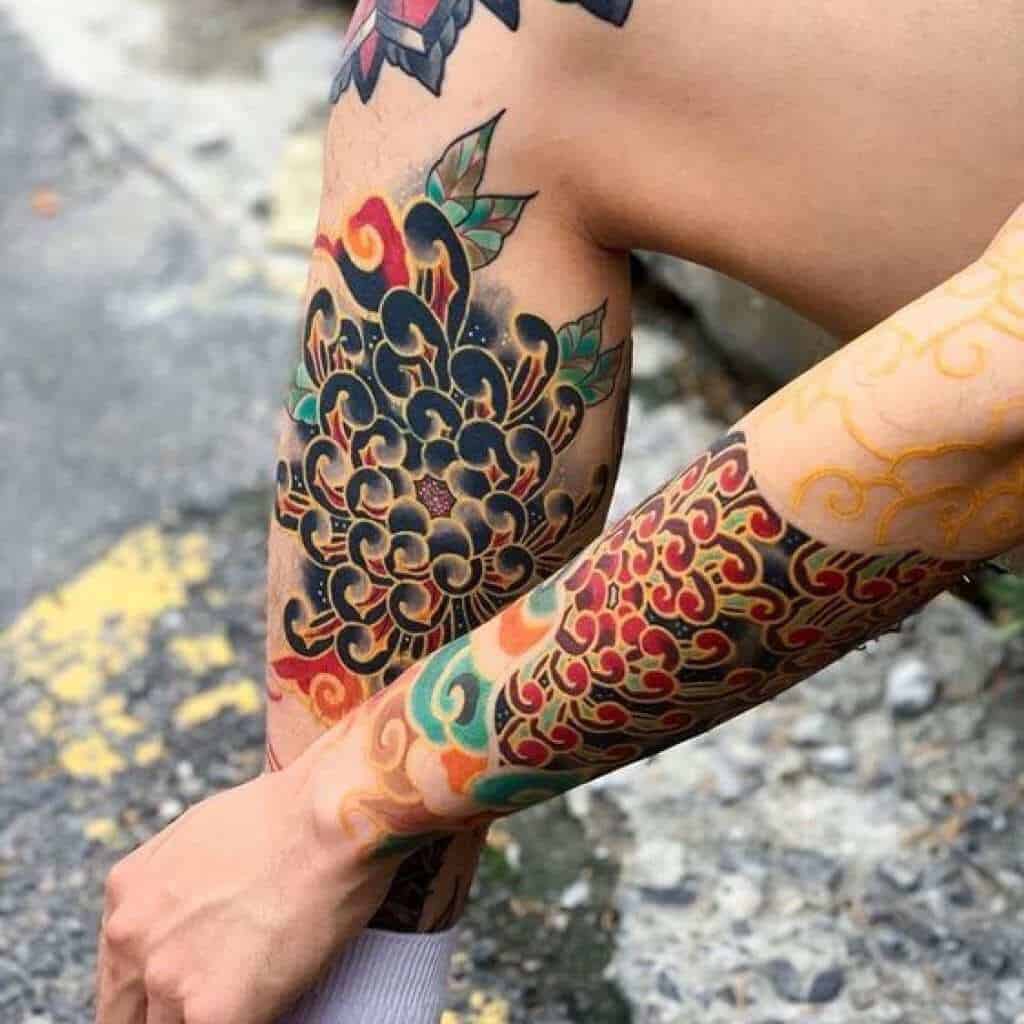 hinh-xam-nhat-co-hoa-cuc Hình xăm Nhật cổ hoa cúc