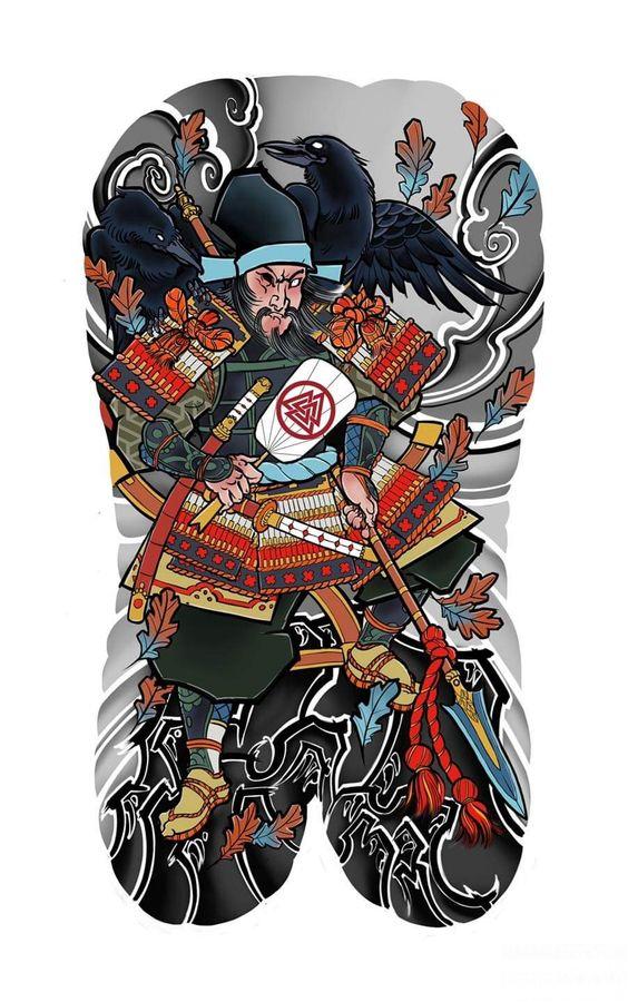 hinh-xam-samurai-nhat-co-kin-lung Hình xăm samurai nhật cổ đen trắng full lưng