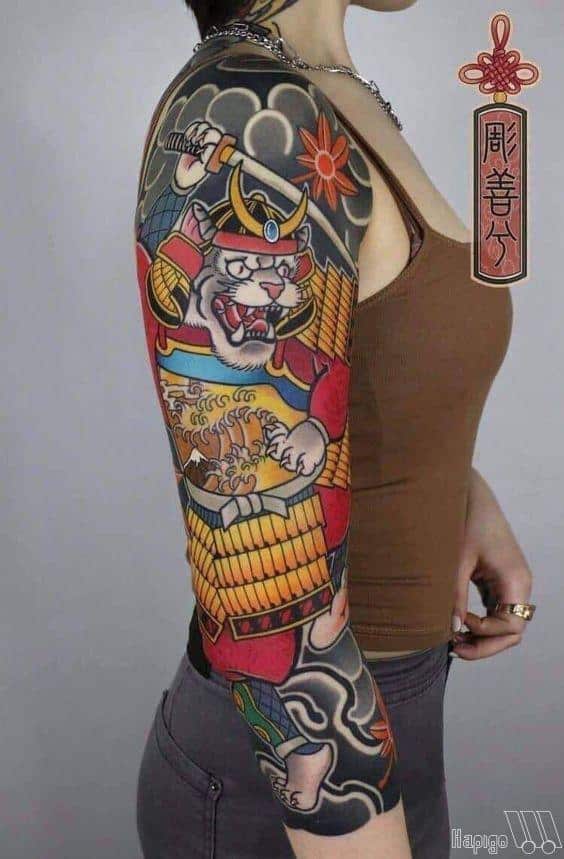hinh-xam-samurai-nhat-co-kin-tay Hình xăm samurai nhật cổ kín lưng có màu