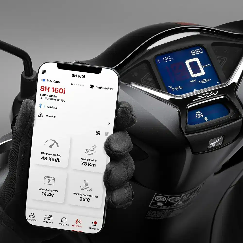 sh-125160-hoang-viet-motors-8-3 Kết nối điện thoại qua Bluetooth (*). (Nguồn: Honda)