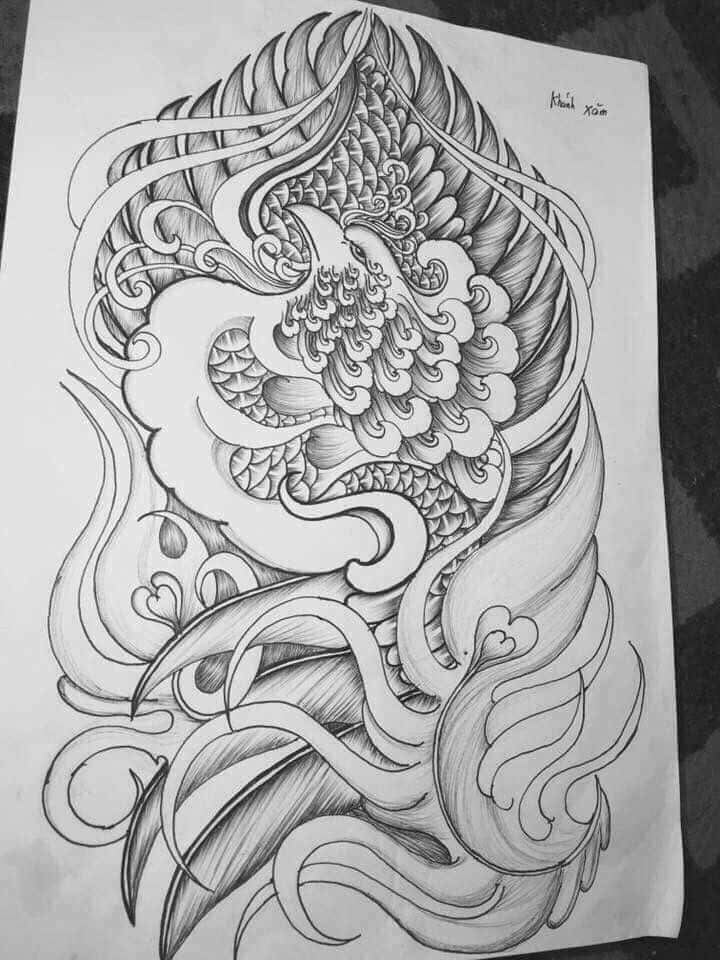 tattoo-designs-hinh-xam-phuong-hoang-den-trang-12-1 Tattoo Phượng Hoàng Đen Trắng Phong Cách