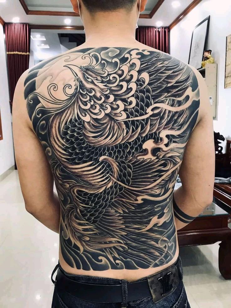 tattoo-designs-hinh-xam-phuong-hoang-den-trang-14-1 Tattoo Phượng Hoàng Đen Trắng Đẳng Cấp