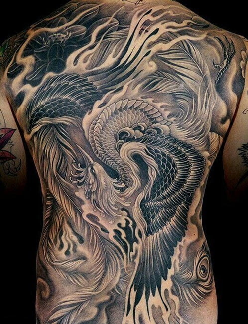 tattoo-designs-hinh-xam-phuong-hoang-den-trang-20-1 Tattoo Phượng Hoàng Màu Đen Trắng Cực Chất