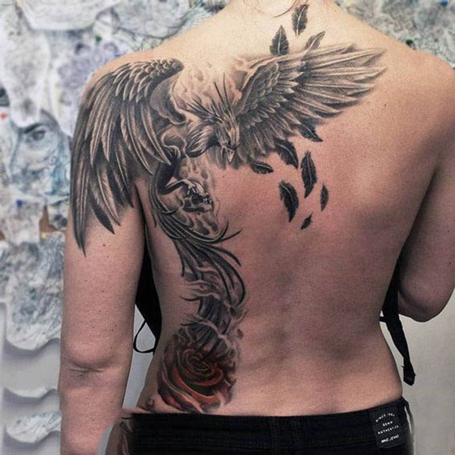 tattoo-designs-hinh-xam-phuong-hoang-den-trang-38-1 Hình xăm phượng hoàng đen trắng — Tattoo phượng hoàng đen trắng thuộc dòng basic phù hợp mọi đối tượng và mọi làn da. Mẫu xăm sử dụng 2 màu trắng