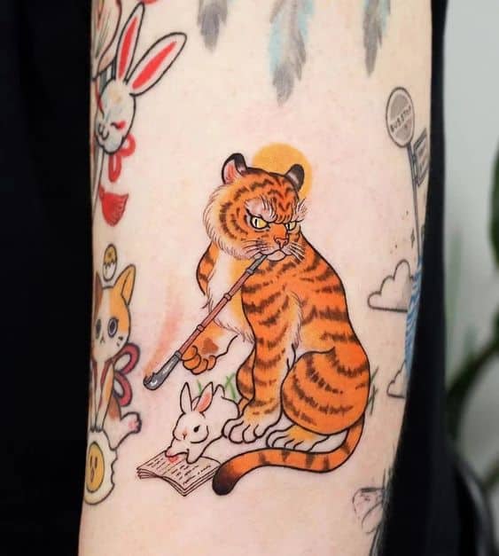tattoo-mini-tuoi-dan-cuc-sinh-dong tattoo mini tuổi dần cực sinh động