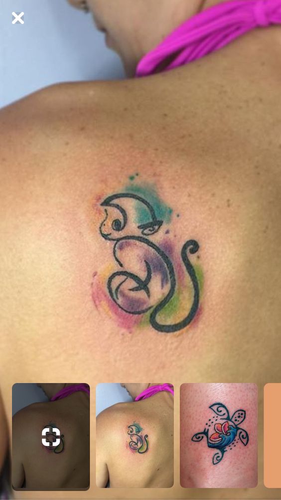 tattoo-tuoi-than-khi-con-mau-sac tattoo mini tuổi thân khỉ con màu sắc